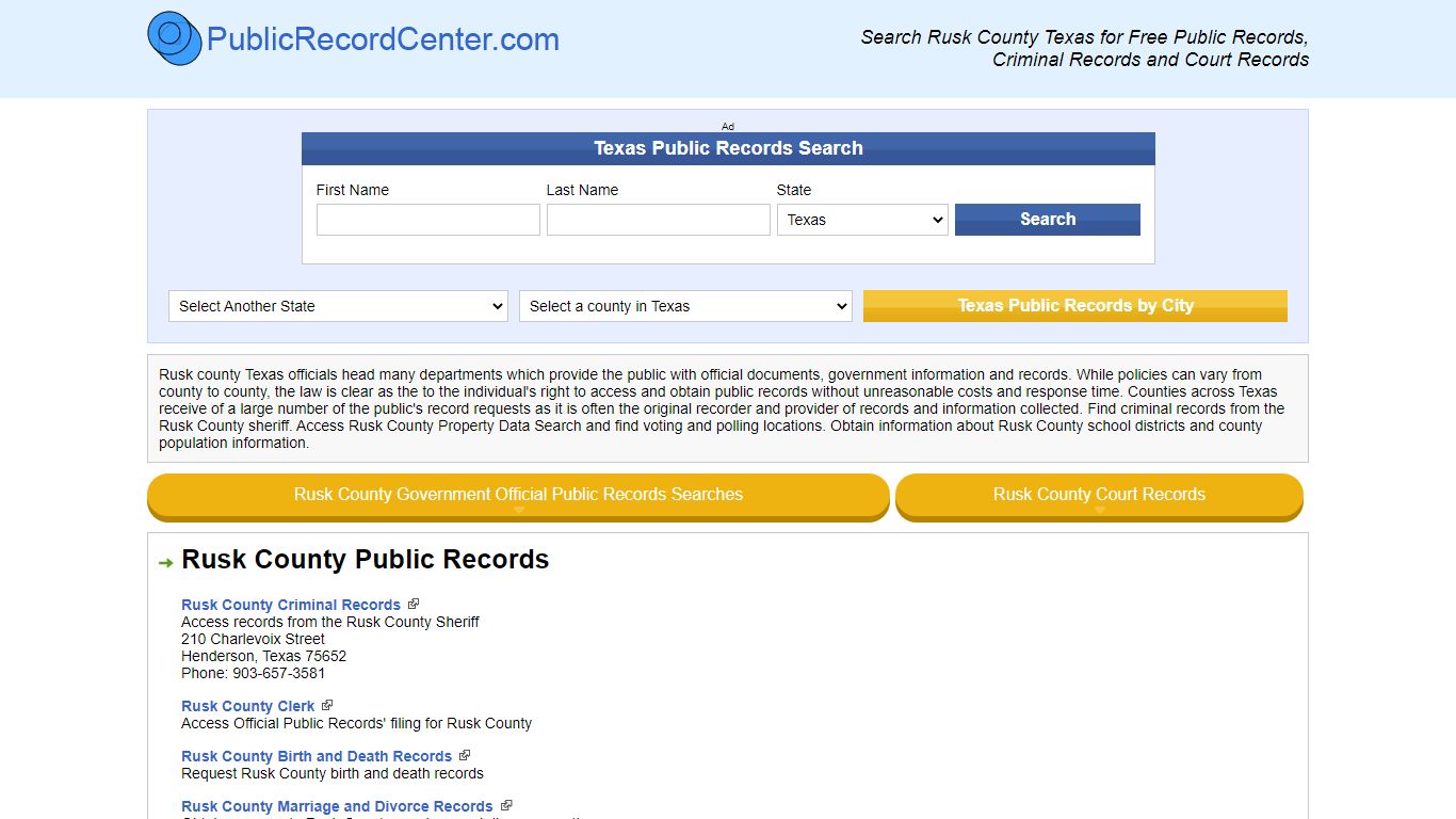 Rusk County Texas Free Public Records - Court Records ...