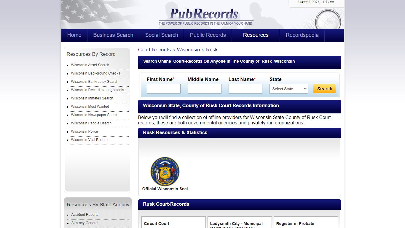 Rusk County, Wisconsin Court Records